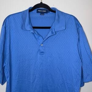 Polo Golf Men Size Large Royal Blue Diamond Pattern Short Sleeve Activewear Polo